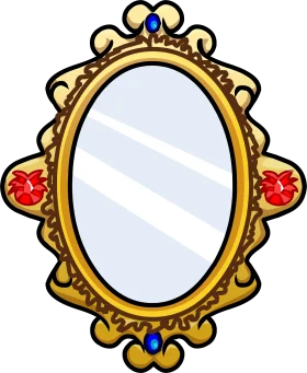 Elegant Vintage Golden Ornate Mirror Clipart with Decorative Flourishes