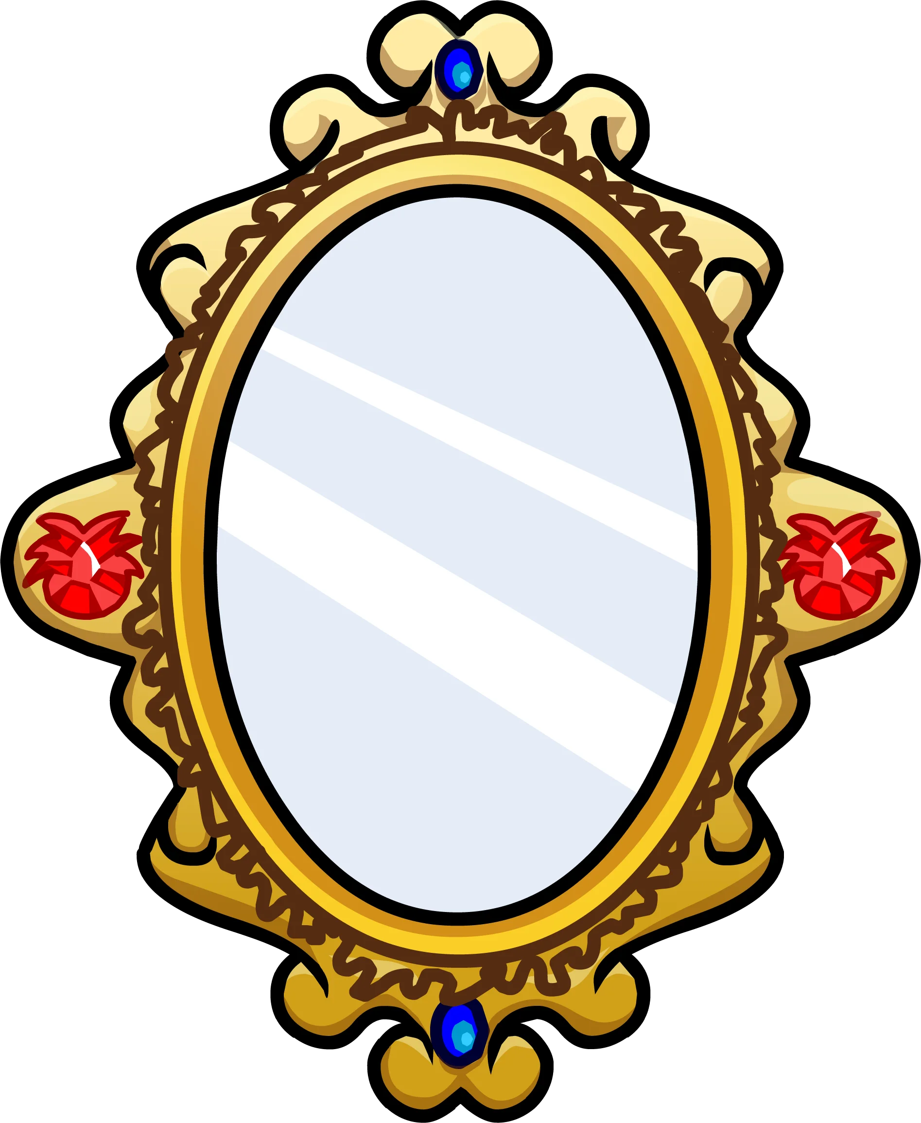 Elegant Vintage Golden Ornate Mirror Clipart with Decorative Flourishes