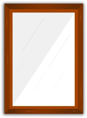 Elegant Wooden Border Frame Clipart with Reflective Glass Surface