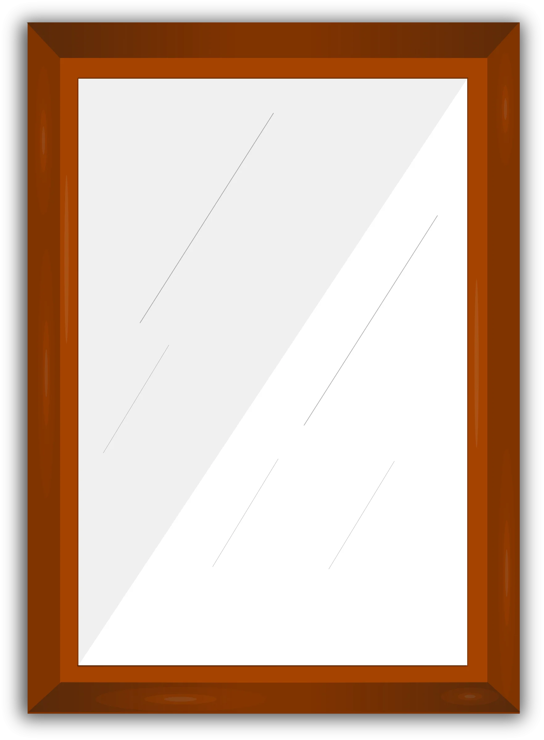 Elegant Wooden Border Frame Clipart with Reflective Glass Surface