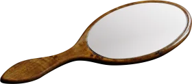 Elegant Wooden Hand Mirror Clipart with Reflective Surface and Curved Handle
