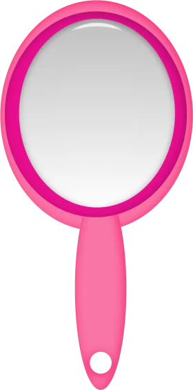 Elegantly Designed Pink Hand Mirror Clipart with Smooth Reflective Surface