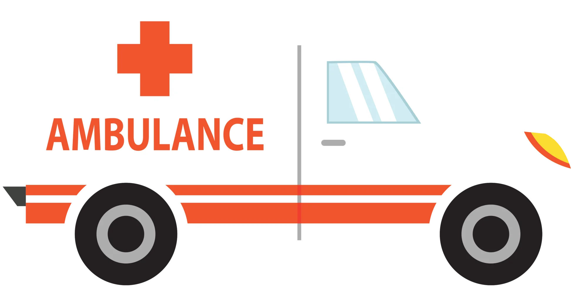 Emergency Medical Services Ambulance Clipart Design with Bold Red Cross