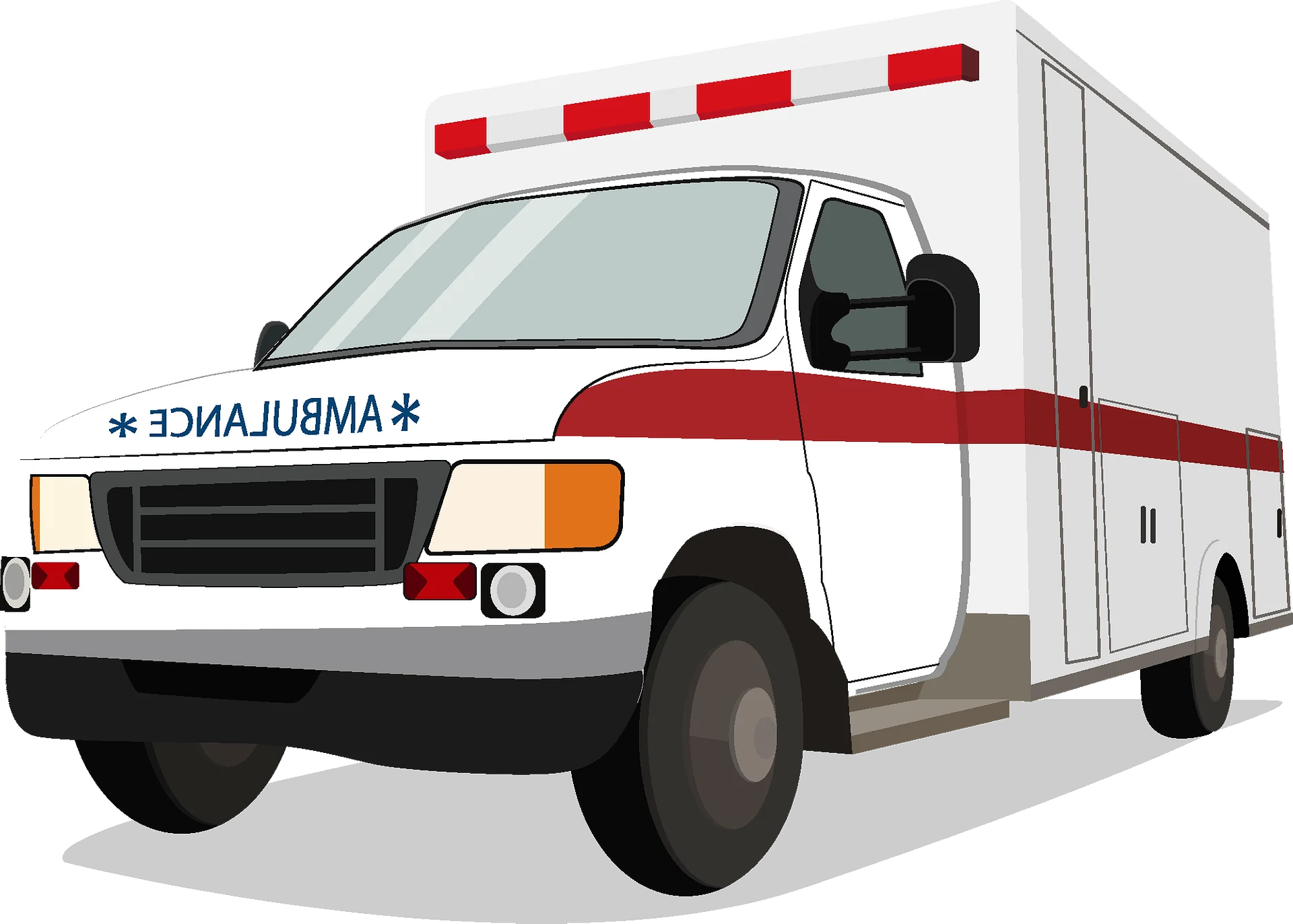 Emergency Medical Services Ambulance Realistic Detailed Clipart Illustration