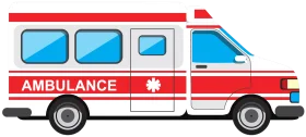 Emergency Medical Services Ambulance Vehicle Detailed Clipart Illustration