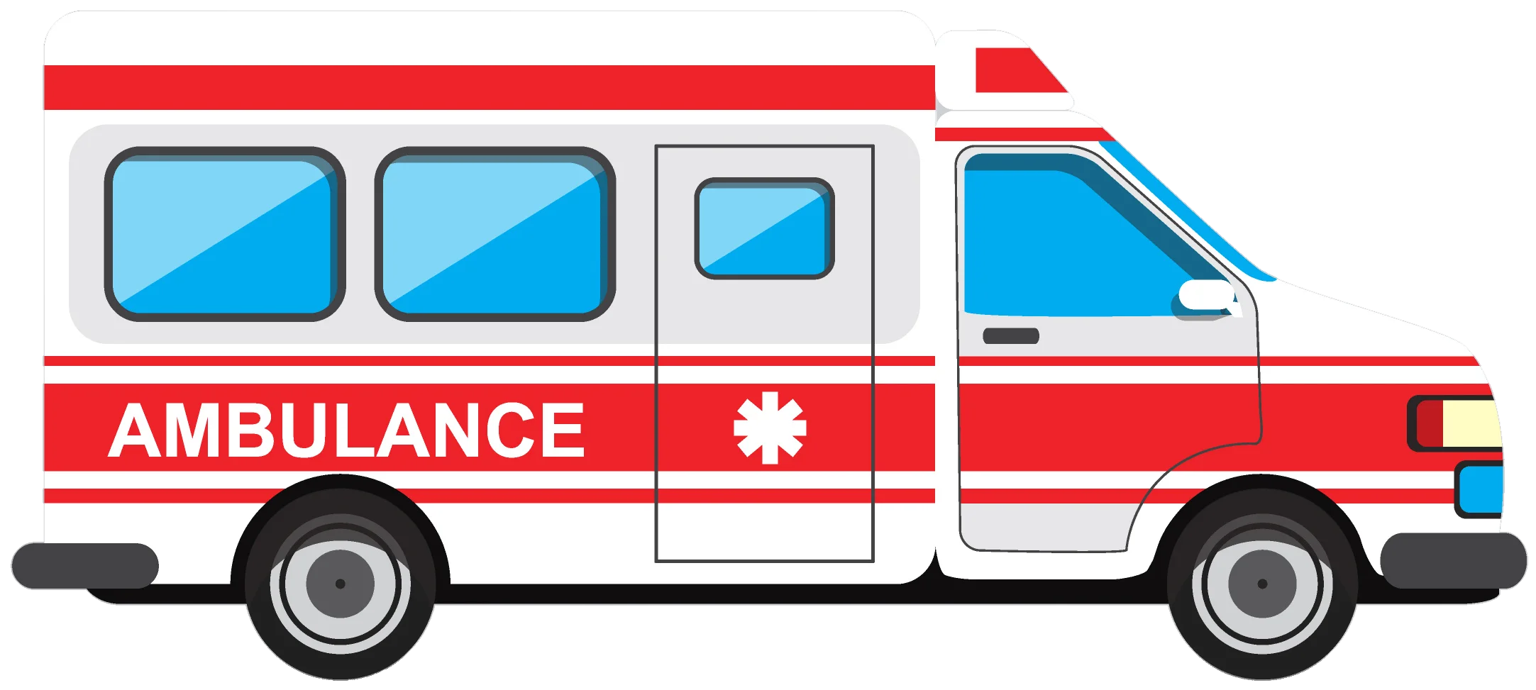 Emergency Medical Services Ambulance Vehicle Detailed Clipart Illustration