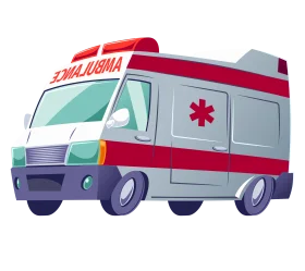 Emergency Medical Services Ambulance Vehicle Professional Cartoon Clipart Design