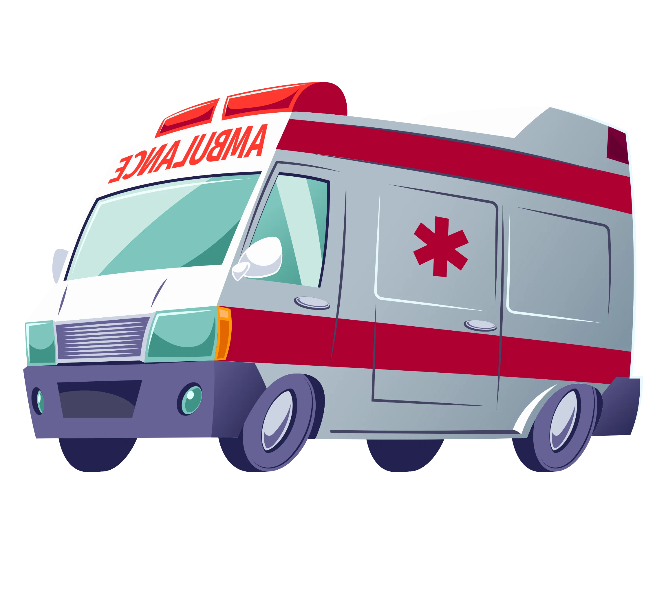 Emergency Medical Services Ambulance Vehicle Professional Cartoon Clipart Design