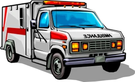 Emergency Medical Services Classic Ambulance Vehicle Detailed Clipart Illustration