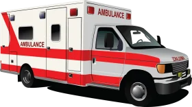 Emergency Medical Services Ford E-Series Ambulance Detailed Clipart Illustration