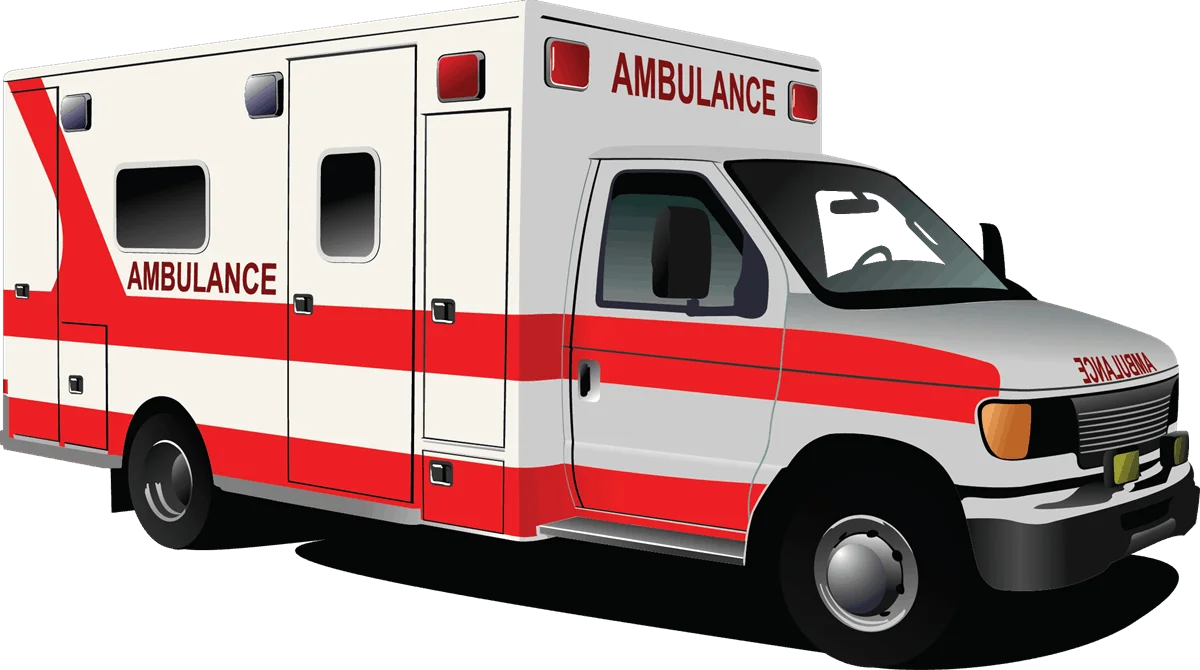 Emergency Medical Services Ford E-Series Ambulance Detailed Clipart Illustration