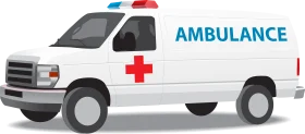Emergency Medical Services White Ambulance Vehicle Clipart Design