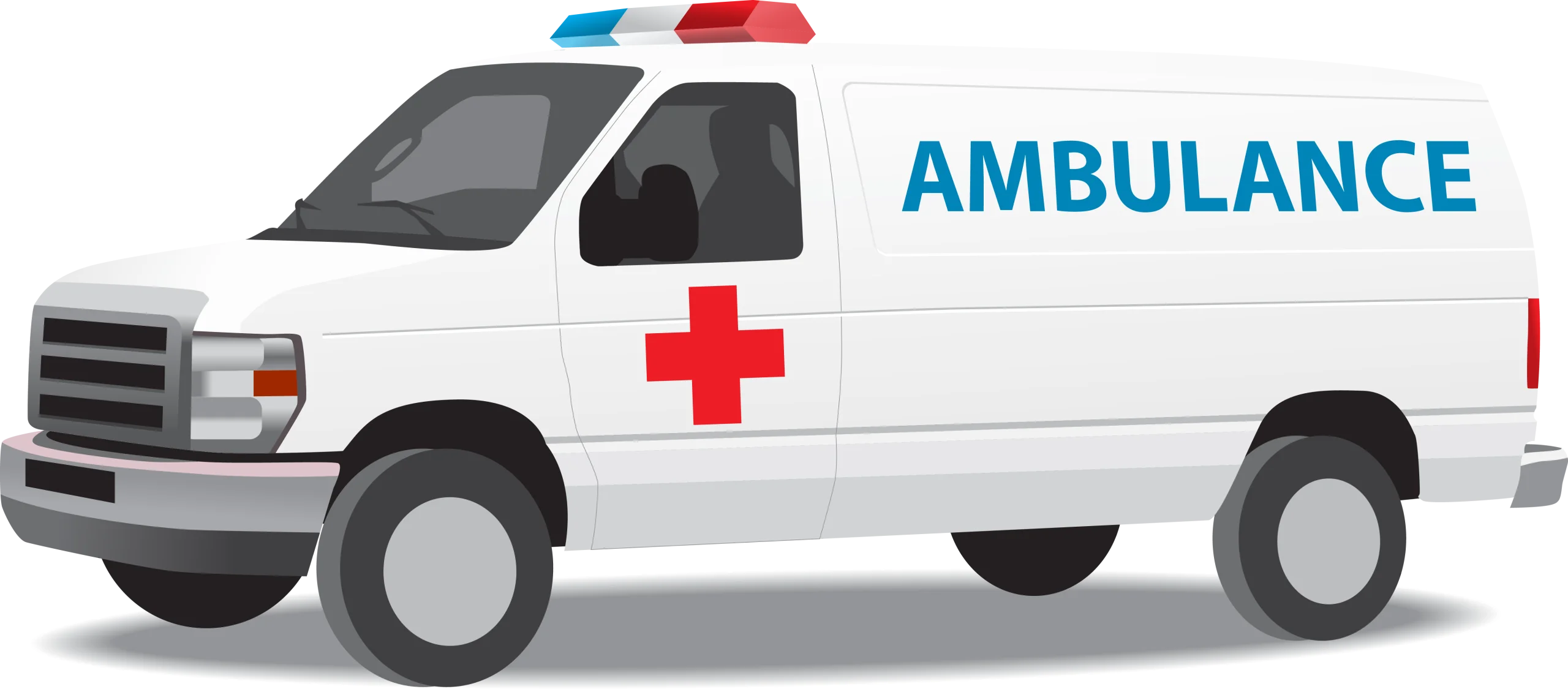 Emergency Medical Services White Ambulance Vehicle Clipart Design