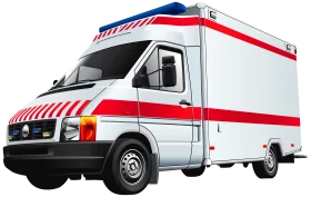 Emergency Medical Services White and Red Ambulance Clipart Illustration