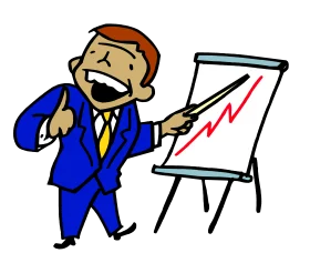 Enthusiastic Business Professional Presenting Performance Growth Clipart Illustration