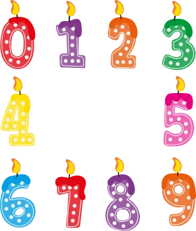 Festive Birthday Candle Numbers Clipart: Colorful Mathematical Symbols Celebration