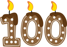 Festive Brown Numbered 100 Birthday Candle Clipart Design with Warm Glow