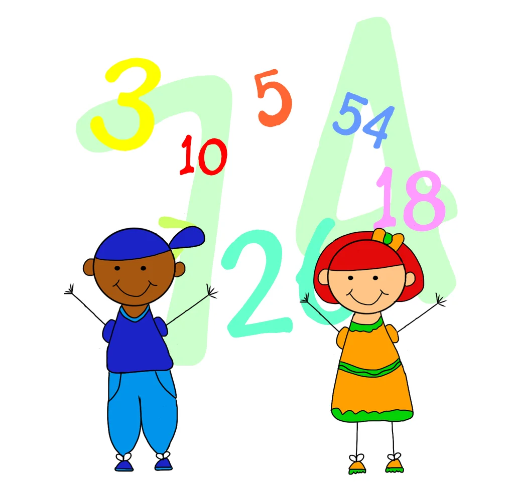 Fun Educational Numbers Clipart with Cheerful Children Learning Mathematics