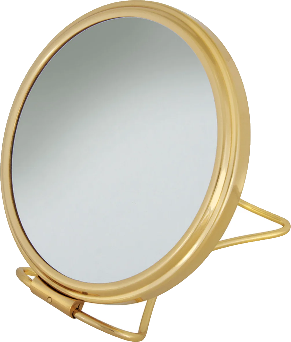 Golden-Framed Elegant Tabletop Round Mirror Clipart with Sleek Design