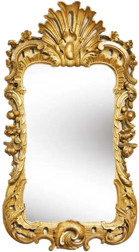 Luxurious Antique Golden Rococo-Style Ornate Mirror Clipart Design