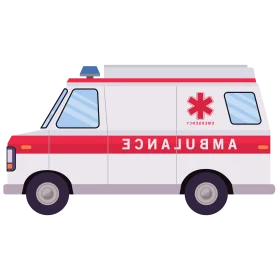 Minimalist Cartoon Ambulance Emergency Vehicle Clipart Illustration