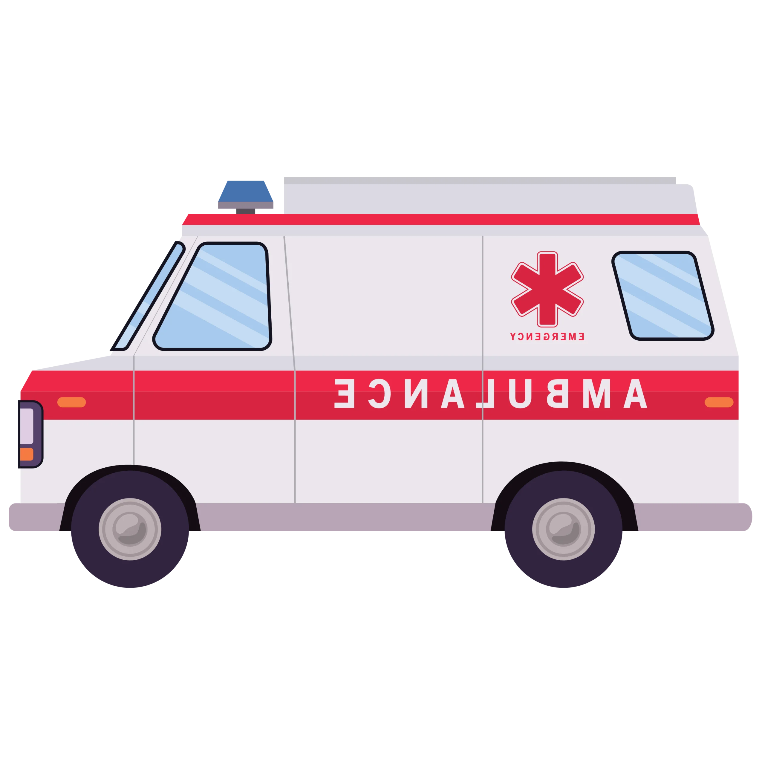 Minimalist Cartoon Ambulance Emergency Vehicle Clipart Illustration