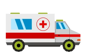 Minimalist Emergency Medical Services Ambulance Cartoon Clipart Design