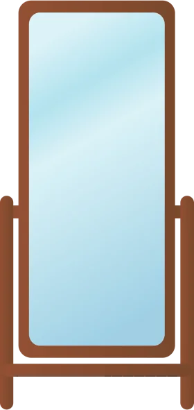 Minimalist Wooden Framed Full-Length Standing Mirror Clipart Design