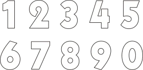 Monochrome Outlined Numeric Clipart: Stylish Digit Collection from Zero to Nine