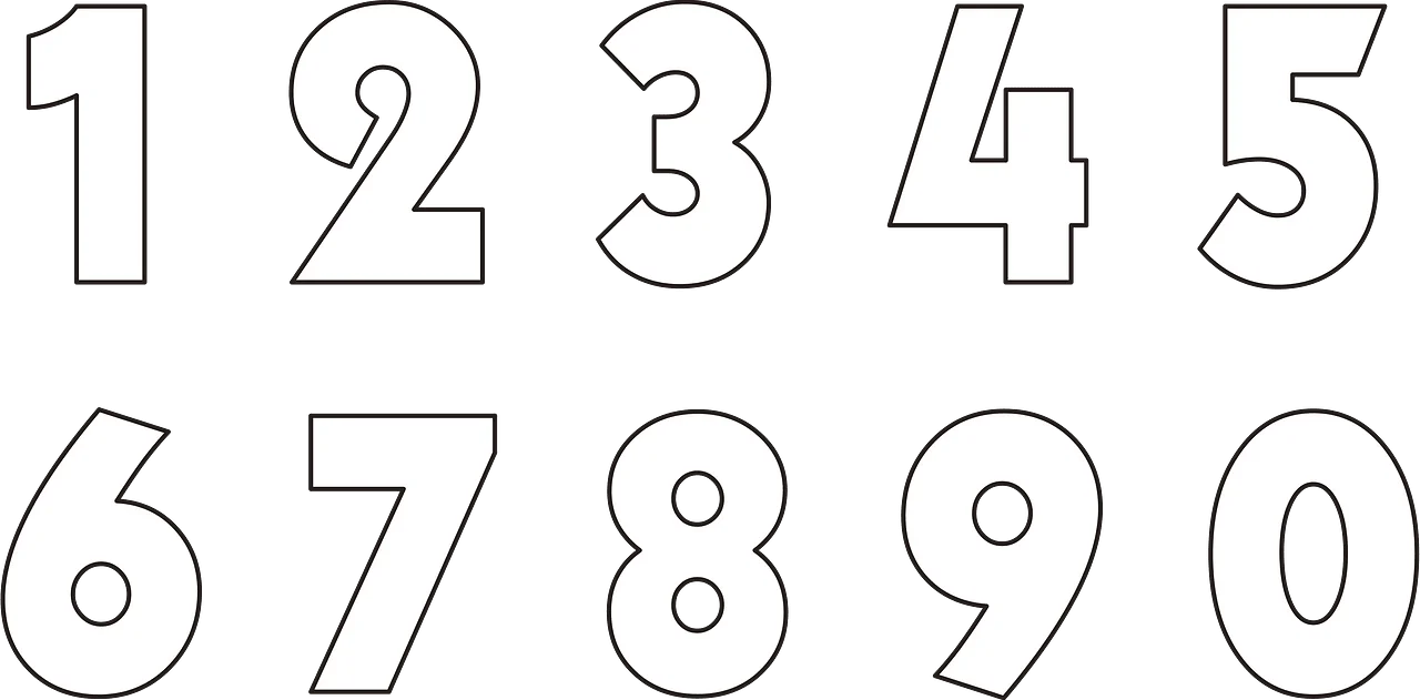 Monochrome Outlined Numeric Clipart: Stylish Digit Collection from Zero to Nine