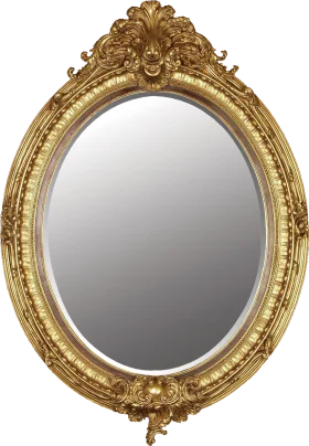 Ornate Golden Baroque Antique Mirror Clipart with Intricate Decorative Frame
