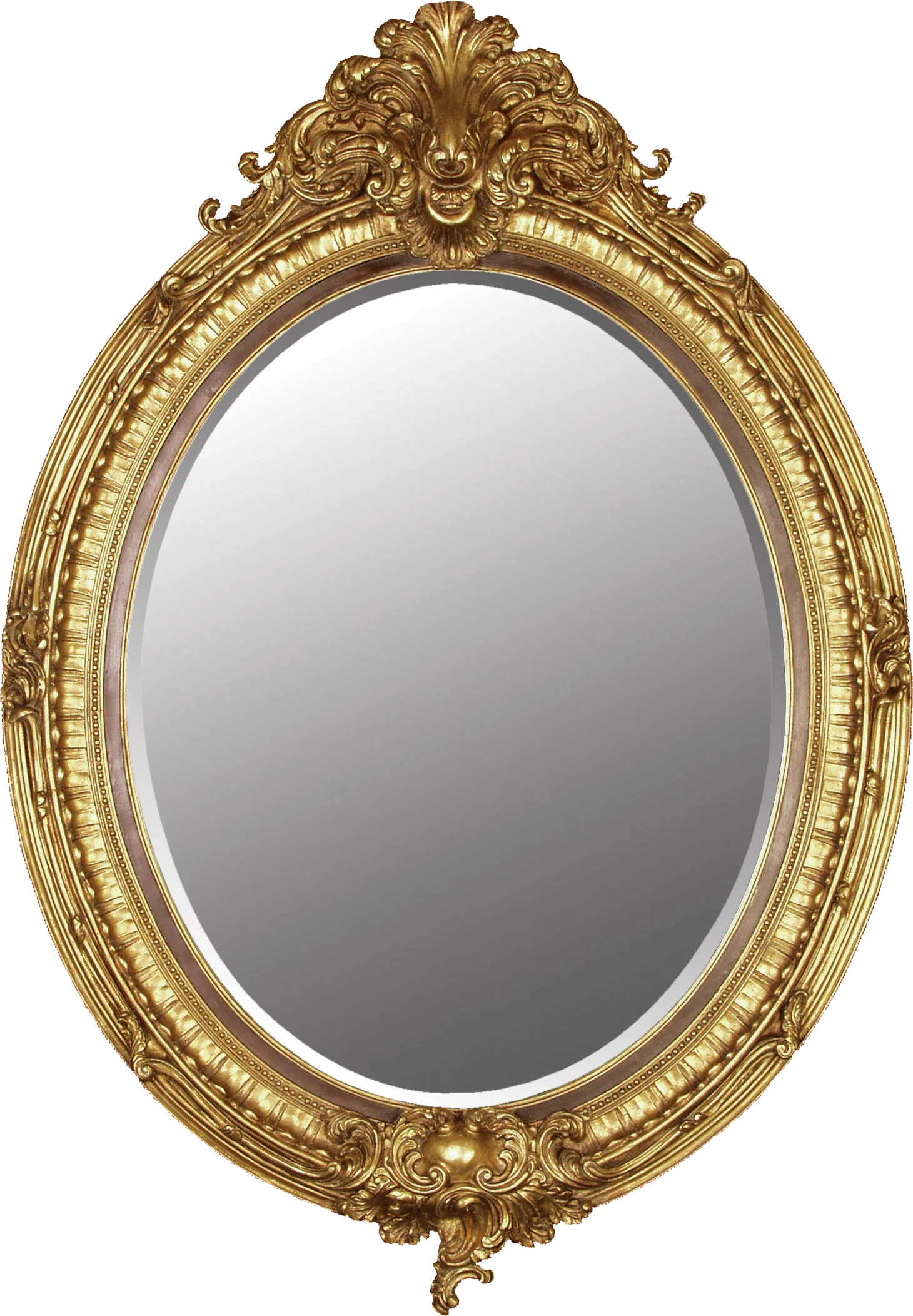 Ornate Golden Baroque Antique Mirror Clipart with Intricate Decorative Frame