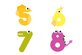 Playful Cartoon Numbers Clipart Characters with Cute Expressive Faces