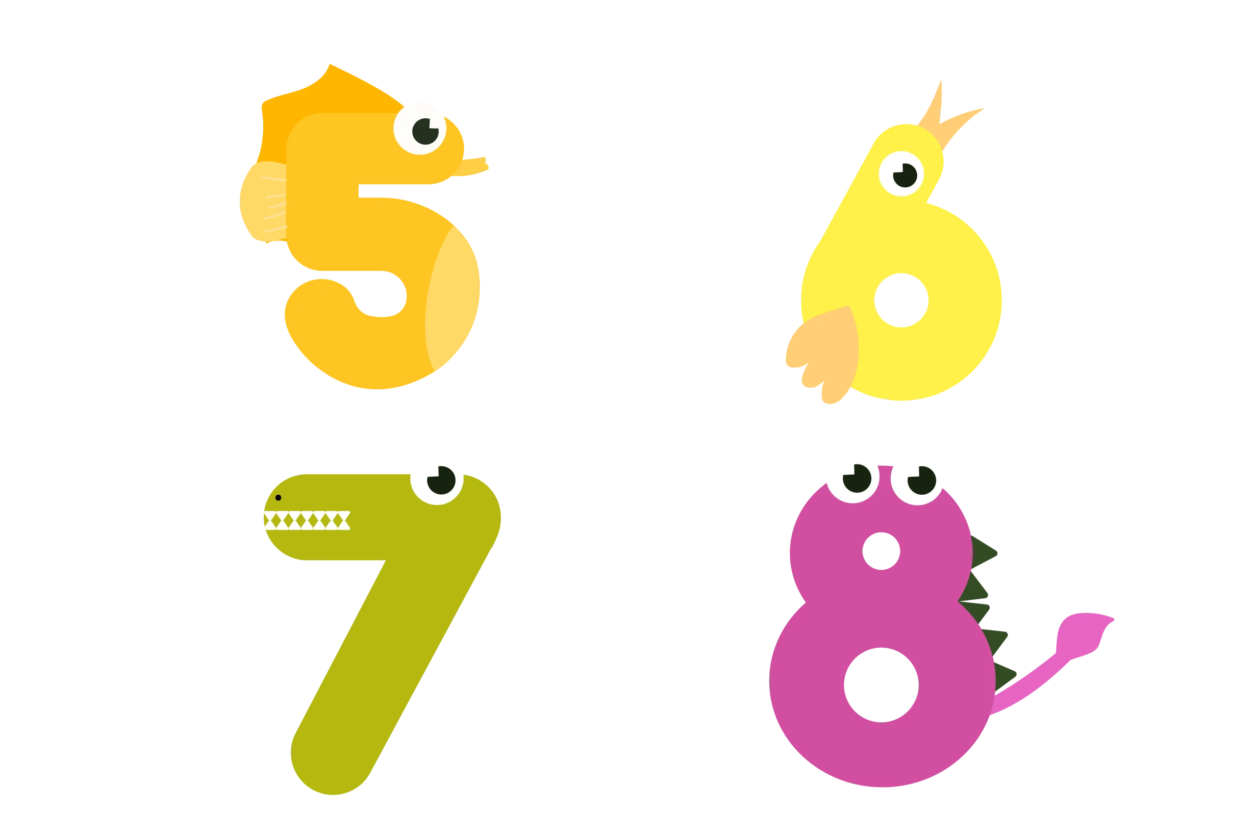 Playful Cartoon Numbers Clipart Characters with Cute Expressive Faces