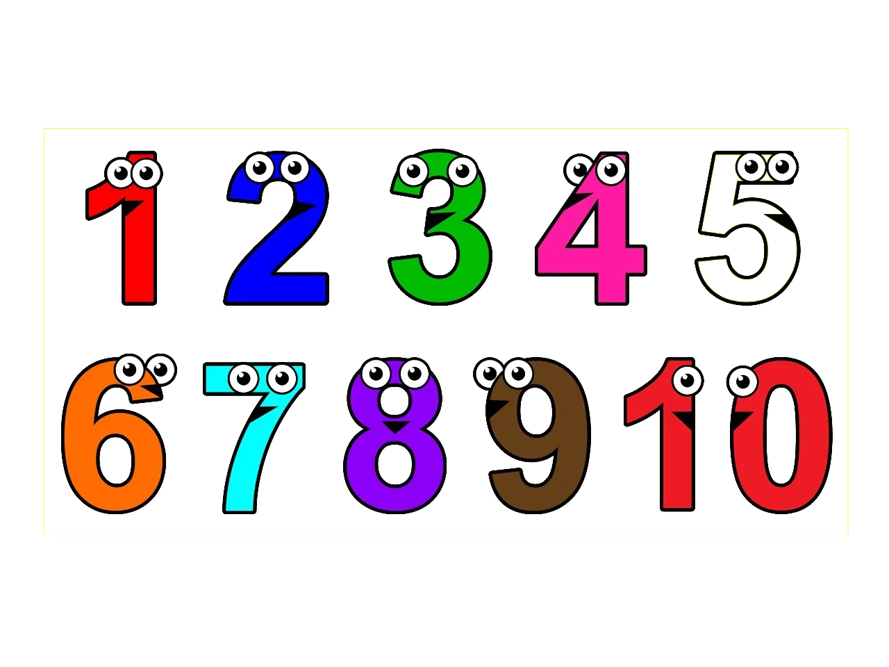 Playful Cartoon Numbers Clipart with Adorable Googly Eyes and Colorful Personalities