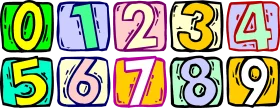 Playful Colorful Number Clipart: Cheerful Mathematical Symbols in Bright Squares