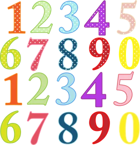 Playful Polka Dot Numbers Clipart - Colorful Mathematical Typography Design