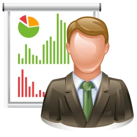 Professional Business Analyst Presenting Performance Data Clipart Illustration