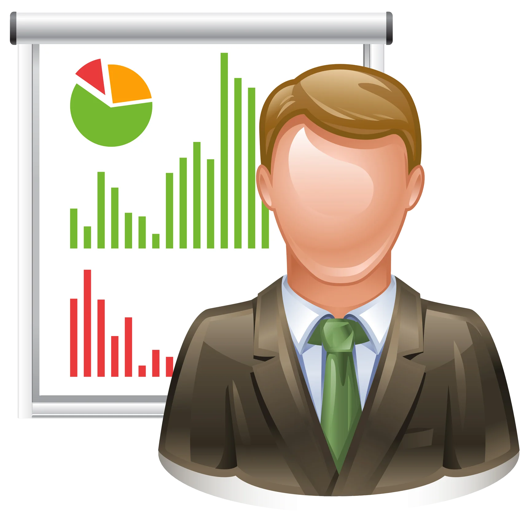 Professional Business Analyst Presenting Performance Data Clipart Illustration