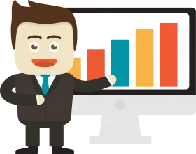 Professional Business Presenter Showcasing Growth Analytics Clipart Illustration