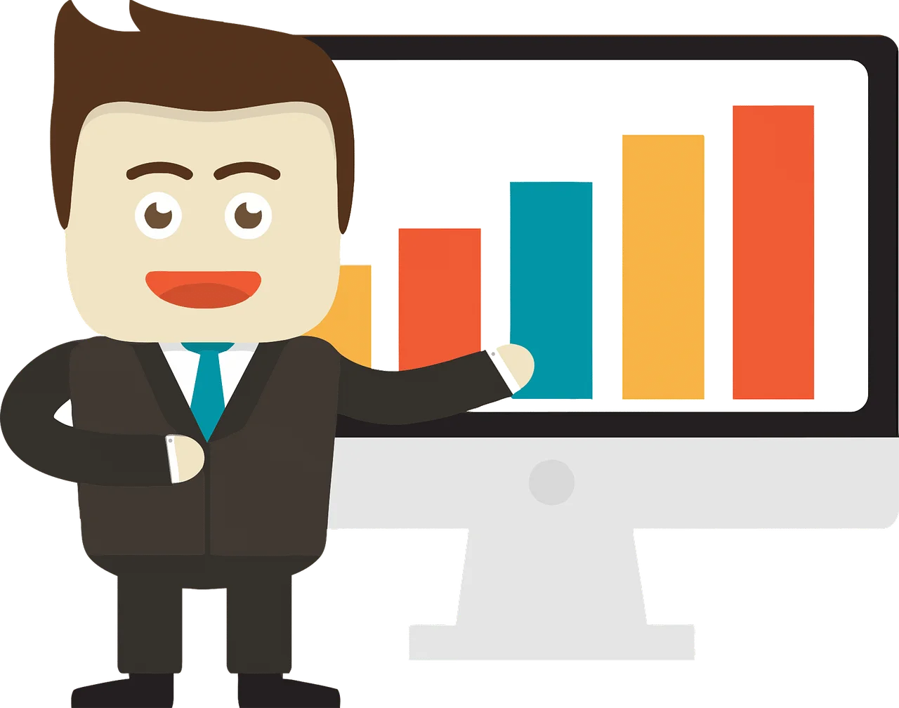 Professional Business Presenter Showcasing Growth Analytics Clipart Illustration
