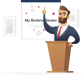 Professional Business Review Presentation Clipart with Enthusiastic Speaker