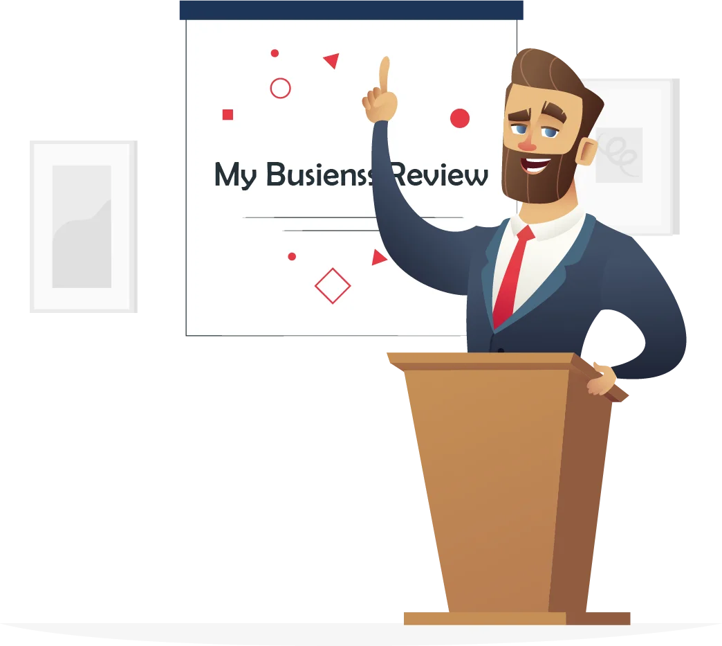 Professional Business Review Presentation Clipart with Enthusiastic Speaker