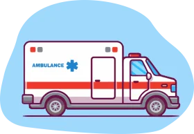 Professional Emergency Medical Services Ambulance Detailed Clipart Illustration