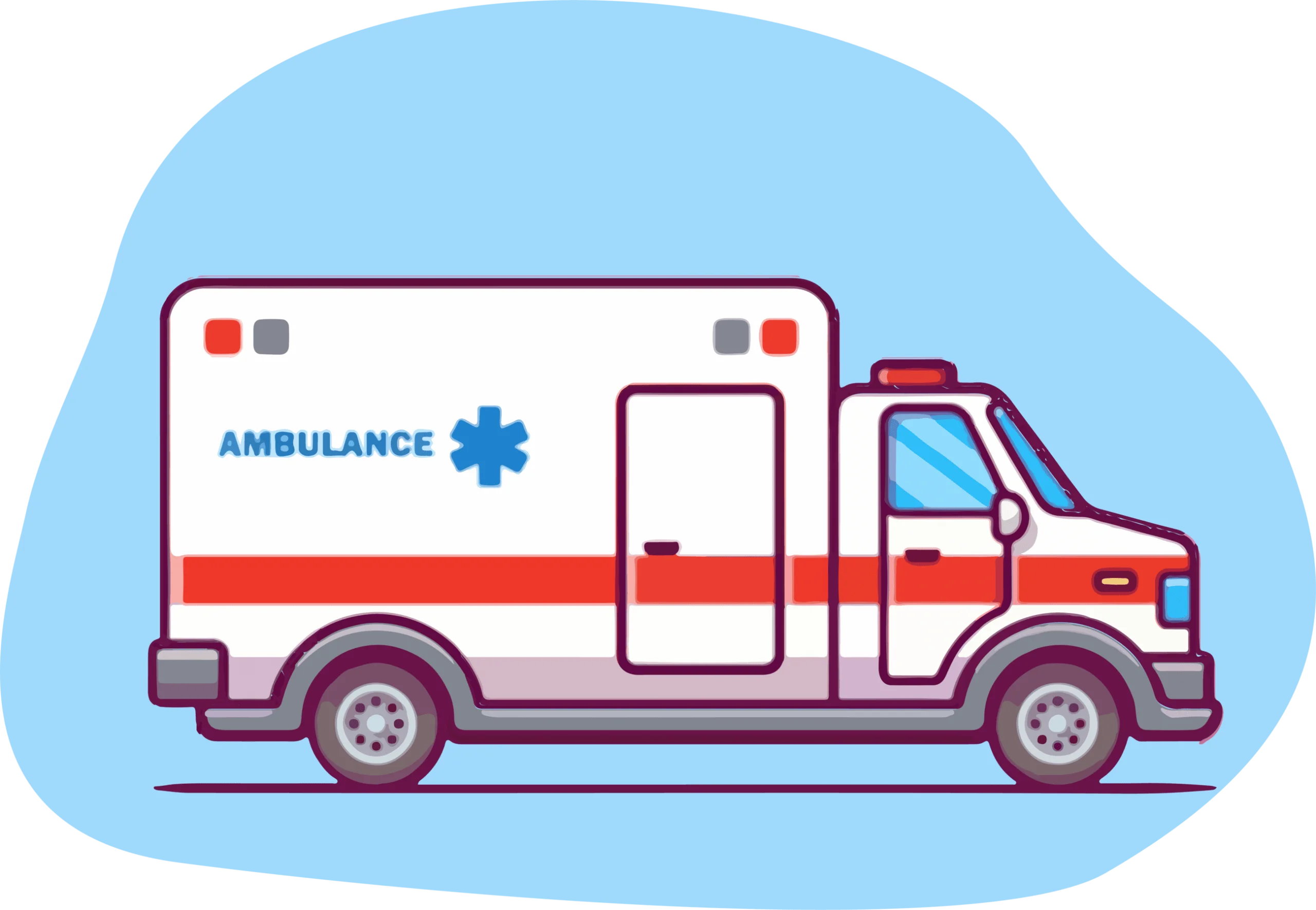 Professional Emergency Medical Services Ambulance Detailed Clipart Illustration