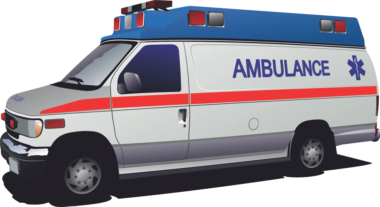 Professional Emergency Medical Services Ambulance Detailed Realistic Clipart Illustration