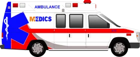 Professional Emergency Medical Services Ambulance Vehicle Detailed Clipart Illustration