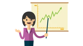 Professional Female Presenter Delivering Dynamic Business Performance Clipart
