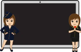 Professional Flight Attendant Presentation Clipart with Black Background Graphic