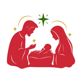 Serene Christmas Nativity Scene Clipart Depicting Holy Family's Sacred Moment
